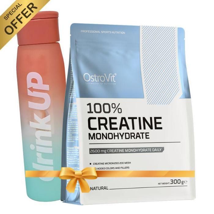 Pack Creatine Monohydrate Micronised 500 g Naturel + Bouteille d'Eau Drink Up