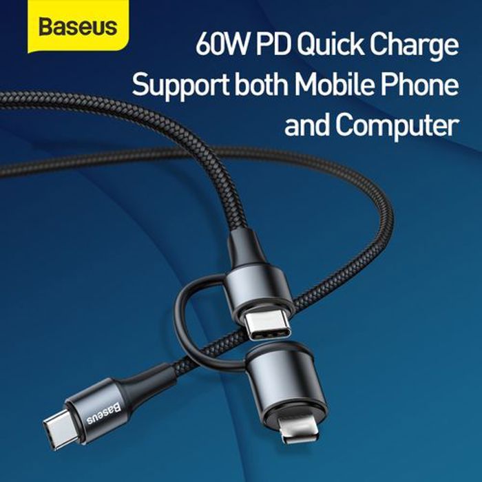 Baseus Twins 2 en 1 Type-C vers Type-C & Lightning Cable 60w 100CM