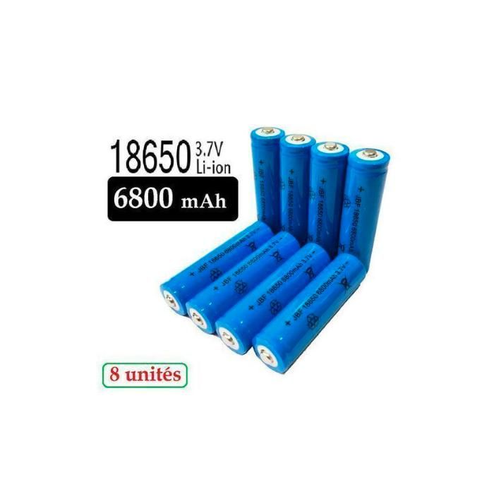 8 batteries 3.7V 18650 Li-ion rechargeables 6800 mAh / Sans emballage