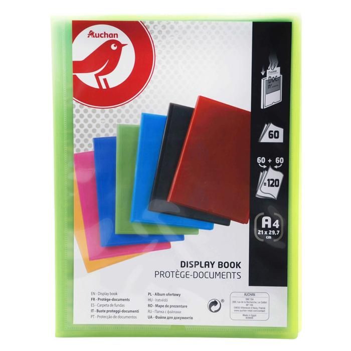Protège documents A4 personnalisable 120 vues 21x29,7cm - AUCHAN