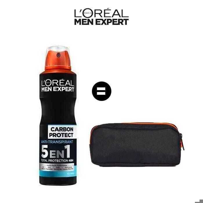 Déodorant Spray - L'ORÉAL MEN EXPERT - Carbon Protect - 150ml - Anti-transpirant 5 en 1 = TROUSSE OFFERTE