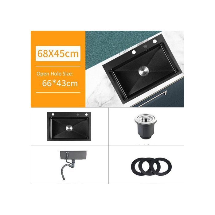 Evier - Inox - 68X45 - Noir - Rectangulaire - 1 bac
