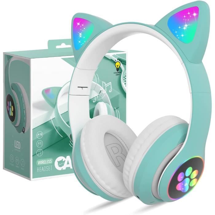 WEYE-Casques sans Fil Bluetooth pour Enfants,Oreille de Chat Mignonnes Casque Pliable Audio sans Fil pour Enfants Bluetooth 5.[657]