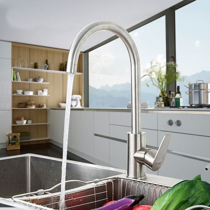 Mitigeur cuisine Chromé Acier Pro