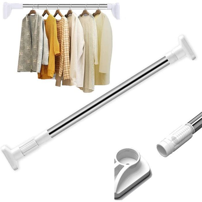 Tringle à rideau extensible en inox,installation sans perçage pour salle de bain,110-200 cm