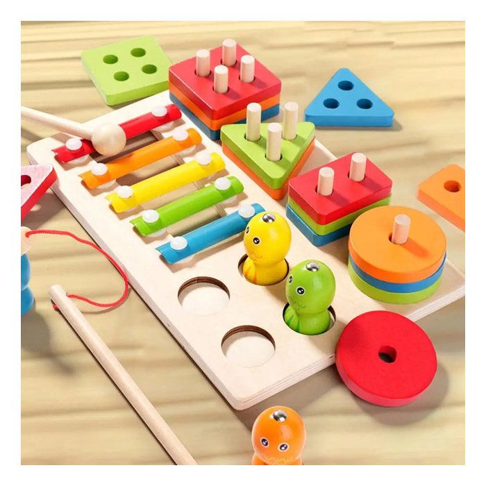 Jeu d'apprentissage - Non spécifié - Three-in-one column set - Jouet éducatif en bois - 3 ans et plus - Mixte