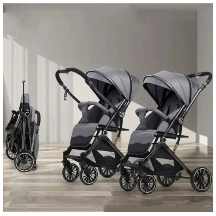 Poussette Valise Réversible Kidilo – Gris – Compacte et Pliable valise – De 0 Mois à 4 Ans