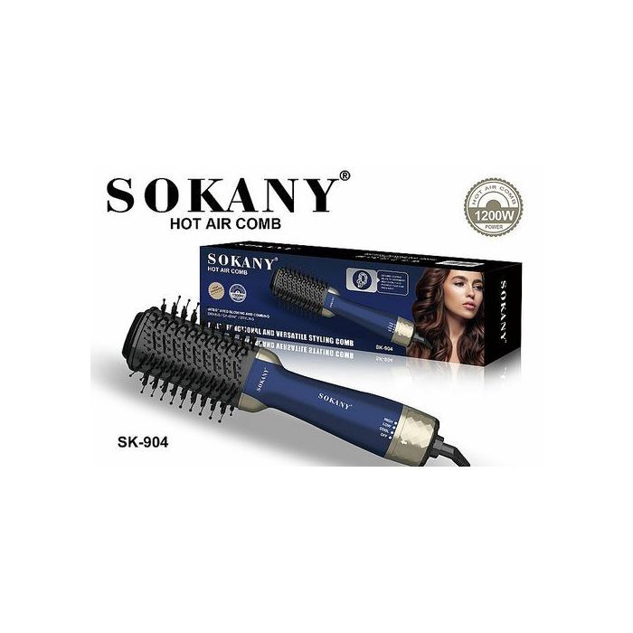 Sokany Brousse Soufflante Peigne Sèche-Cheveux Sokany 1200W 3EN1 Lisseur -Bleu Et Gold-