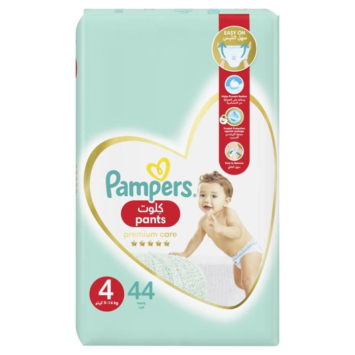 Couches-Culottes - PAMPERS - Premium Care - Taille 4 (9-14kg) - 44 unités - Hypoallergénique