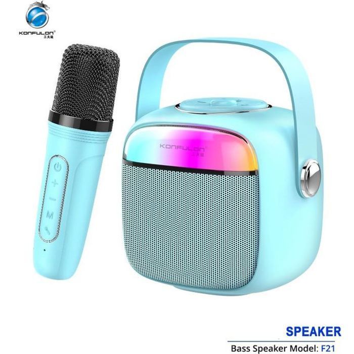 Konfulon haut parleur F21 Bluetooth haut de gamme Karaoke petit microphone 1500mAh 10W