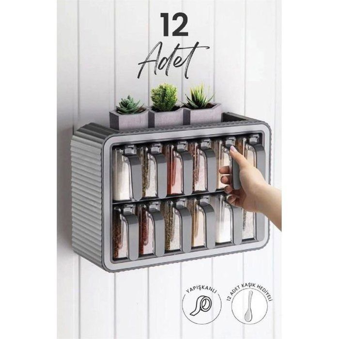 Rangement épicier - Noname - 12 boîtes - Plastique - Avec cuillères intégrées - Lavable