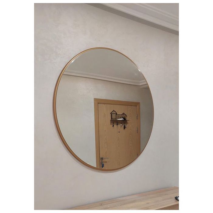 Miroir decoratif 80 cm Rond cadre bois Doré