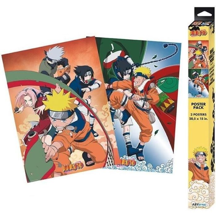 Set de 2 chibi posters Naruto - Naruto - Équipe - Multicolore - Orange - Rectangulaire