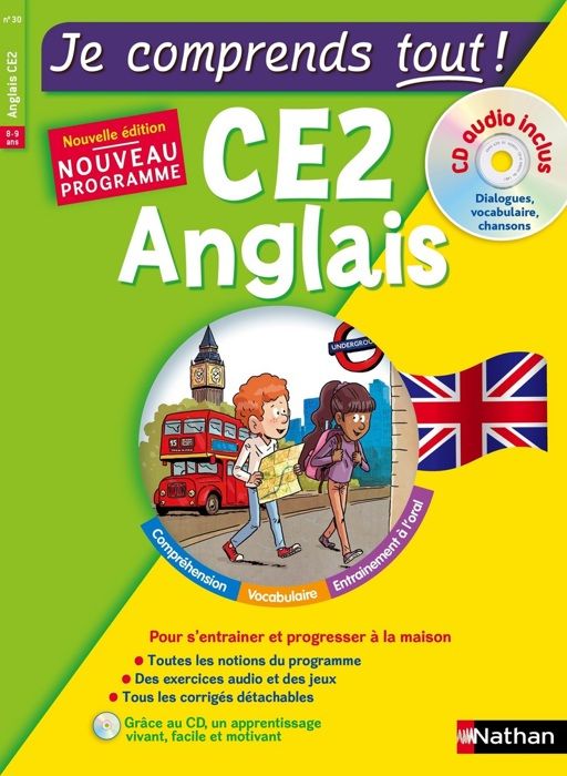Cahier d'anglais CE2 Je comprends tout ! - Nathan - Grand Format - Avec CD audio et jeux