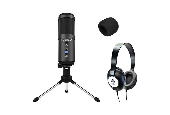 Studio de podcast - iDance - Media Station - Noir - Ensemble complet - Microphone inclus