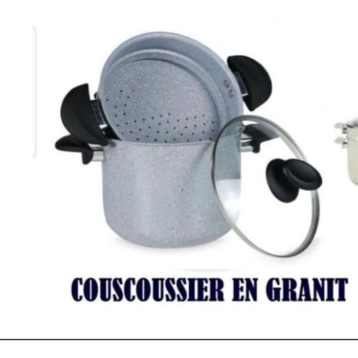 Couscoussier design en granit gris  - Revêtement anti-adhérent - Diamètre 20cm /4L