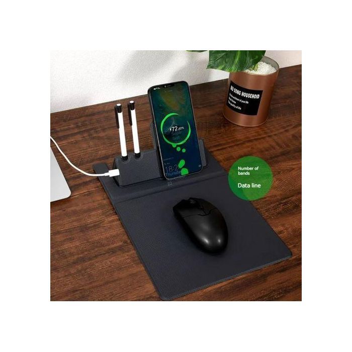 Tapis de souris pliable  avec chargeur sans fil et porte-stylo