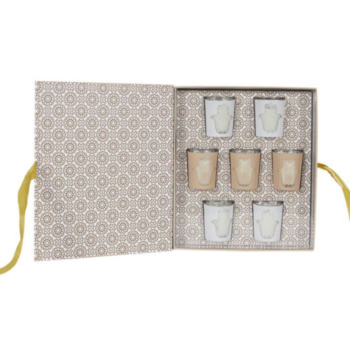 Coffret 7 Bougies Parfumées "Fatma" 6cm Blanc