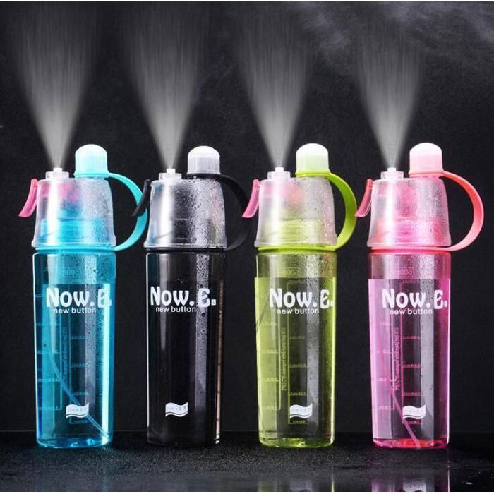 Bouteille d'eau brumisateur, créative en plastique incassable, portable, pour le sport, la gym, le vélo, le fitness, 600 ml