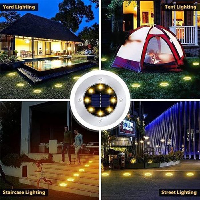 Pack 4 LED Solaire Alimenté Sous Sol Lampe Extérieur Étanche Jardin Paysage Éclairage