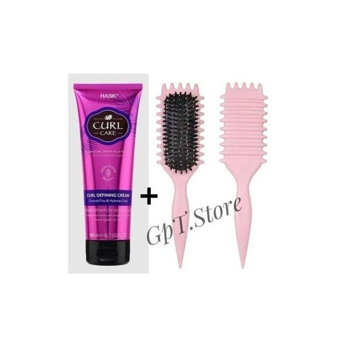 Hask Curl Care Crème Définissante des boucles (198ml) + 1 Brosse à Cheveux Bouclés