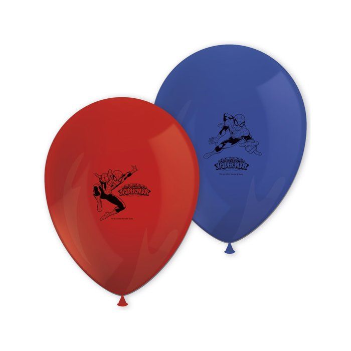 Ballons Spiderman (x8) - Spiderman - Paquet de 8 ballons - Ballon classique - Ballon hélium - Pompe à pied