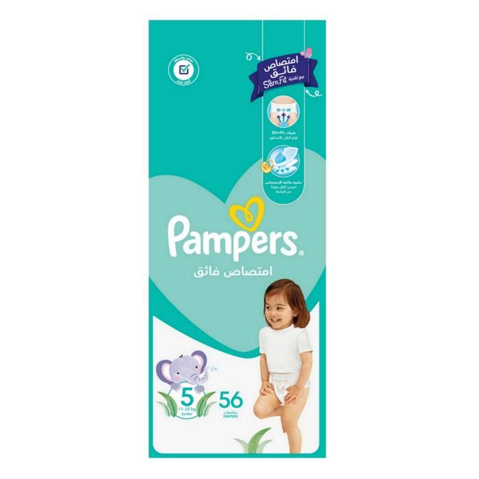 Couches Bébé - PAMPERS - SlimFit - Taille 5 (11-25kg) - 56 unités - Hypoallergénique