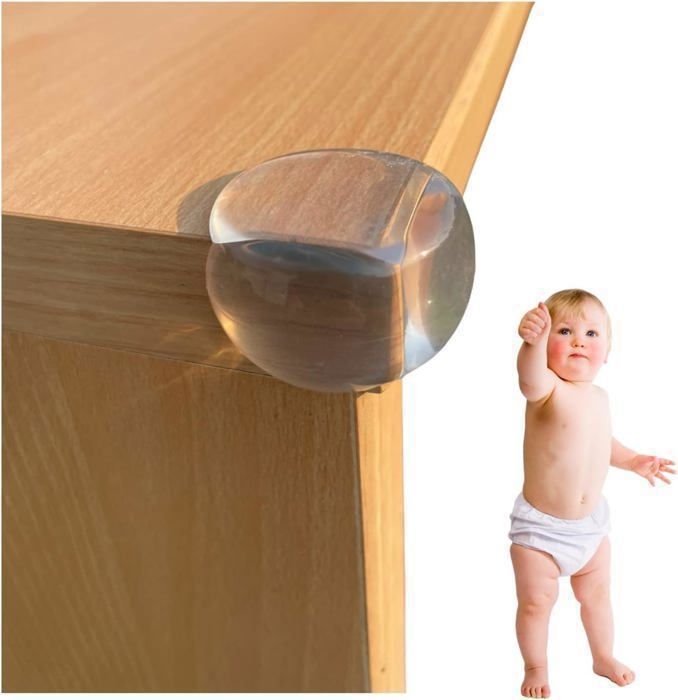 Protection Angle de Table, Meuble (16 pièces), Placard pour Enfants et Bebe, Une sécurité en PVC adhesif Transparent et Souple