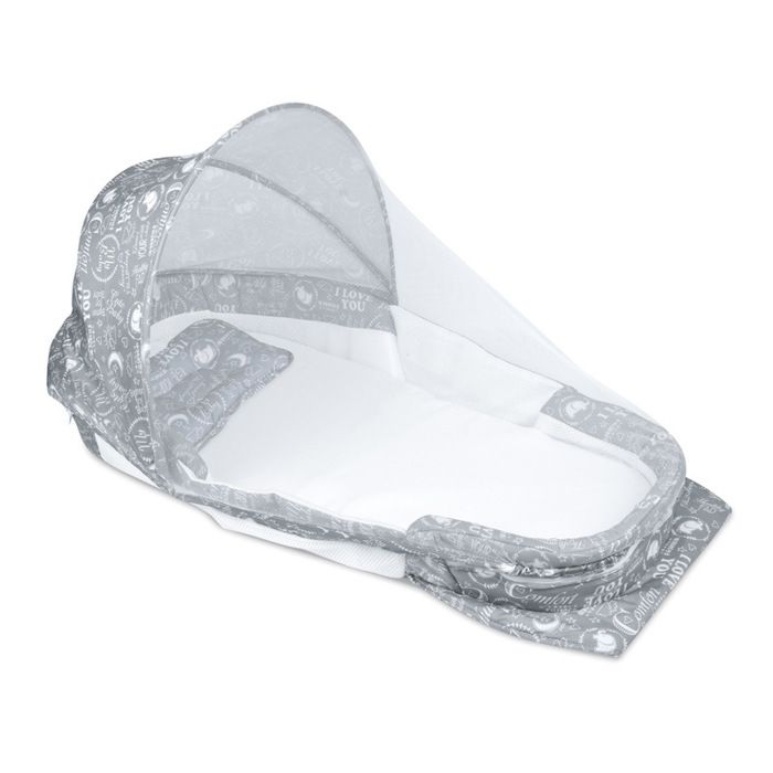 Lit Bébés Portable Facile à Plier avec Moustiquaire Nid bébé -Gris