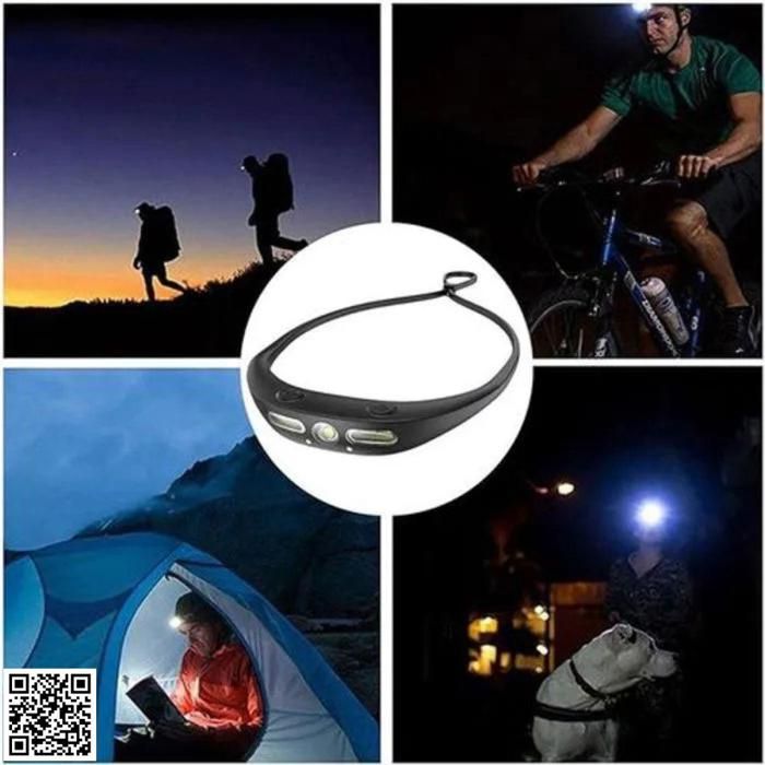 Lampe Frontale - LED - Rechargeable USB - Silicone - Détection de Mouvement - Étanche