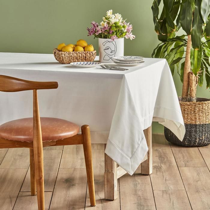 Nappe de table - Bella Maison - 160x160 cm - Blanc - Polyester/Coton - Lavable