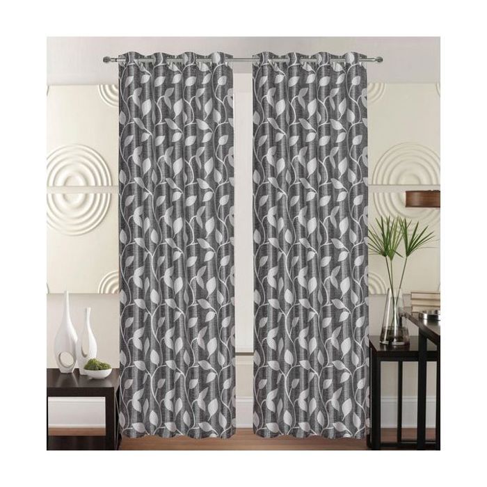 Rideau Feuille Anthracite/Blanc - 140x240 cm