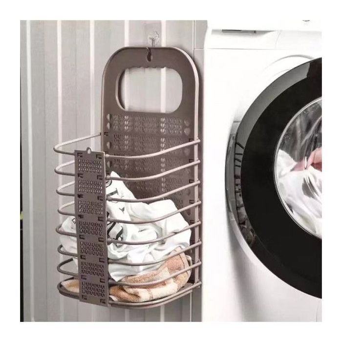 Panier à linge - Non spécifié - Pliable - Marron - Organisateur multifonctionnel - Gain de place