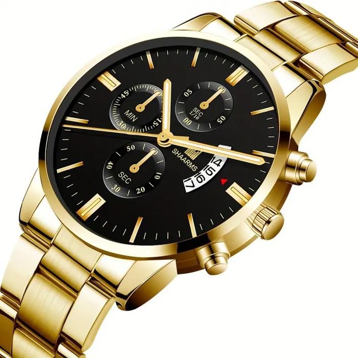 Montre - Dorée - Homme - Quartz - Acier Inoxydable - Vintage Chic