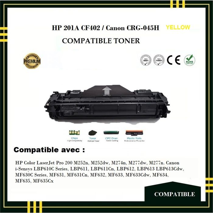 Toner Compatible - HP - 201A CF402 - Jaune -  - Impression Laser
