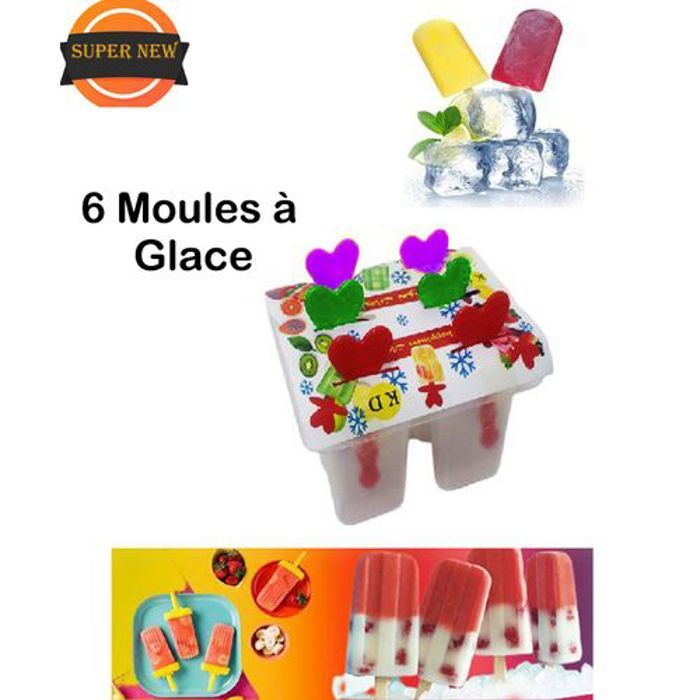 6 Moules à crème glacée en Plastique Réutilisable. Moule glace, Ice créme
