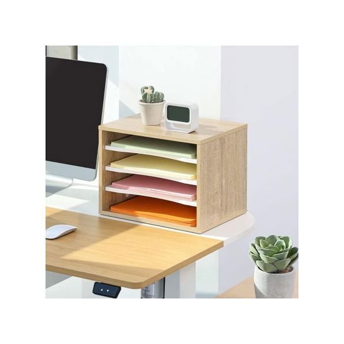 Trieur de papier 3 étages en bois, Organiseur de Bureau, Documents Lettres