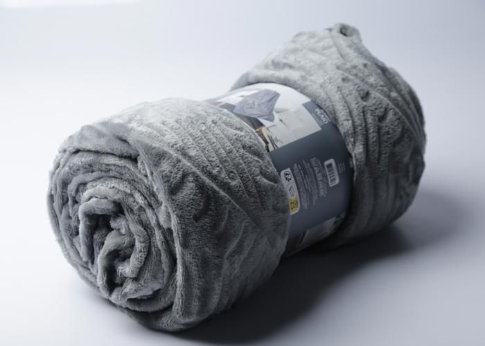 Plaid - HOME DECO FACTORY - TX0099B - Flanelle embossé - 220x240 cm - Gris foncé