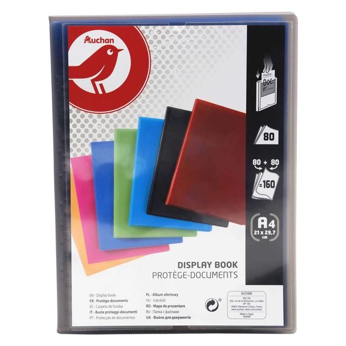 Protège documents A4 personnalisable 160 vues 21x29,7cm - AUCHAN