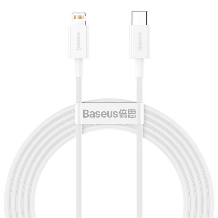 BASEUS blanc 2 m 20W PD Câble de charge rapide compatible avec tous les iPhone