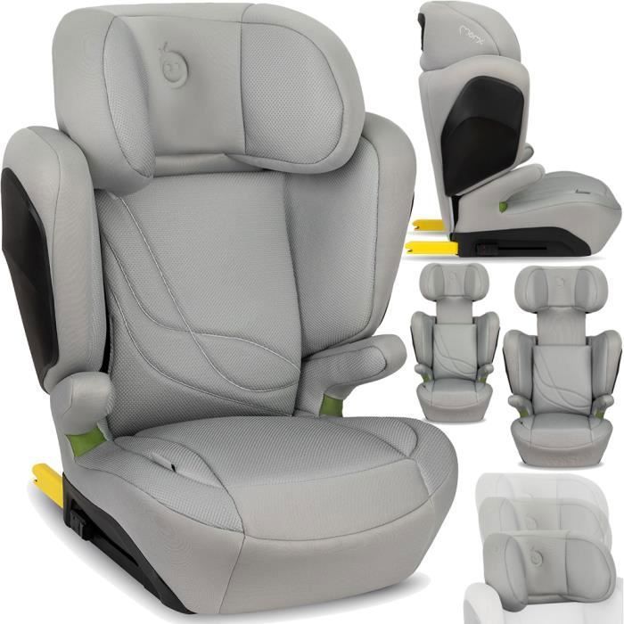 MoMi MEI Siège auto – I-SIZE 100-150cm - Groupe 2/3 - Jusqu'à 36 kg - Face route – ISOFIX - Gris