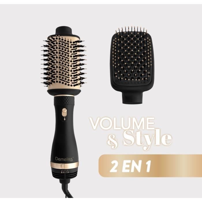 Brosse soufflante - SAINT ALGUE - Demeliss VOLUME & STYLE 2 en 1 - Sèche & Coiffe Tous Types de Cheveux - Lissage & Brushing