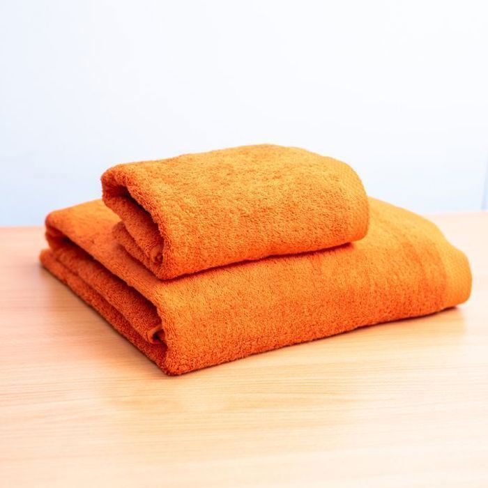 Serviette de bain - Damas - 100x150 cm - 100% coton - 2 pièces - Orange