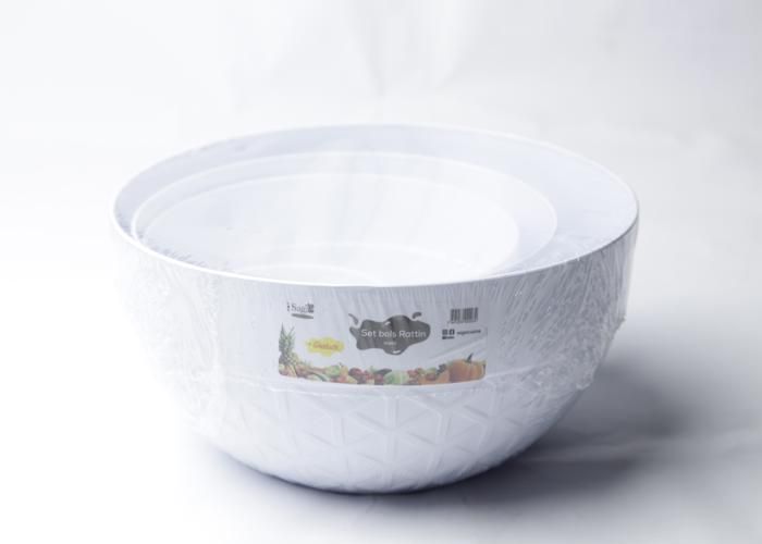 Set de 3 saladiers Rattin - 2L, 3L, 5L - S/C - Couleur Aléatoire
