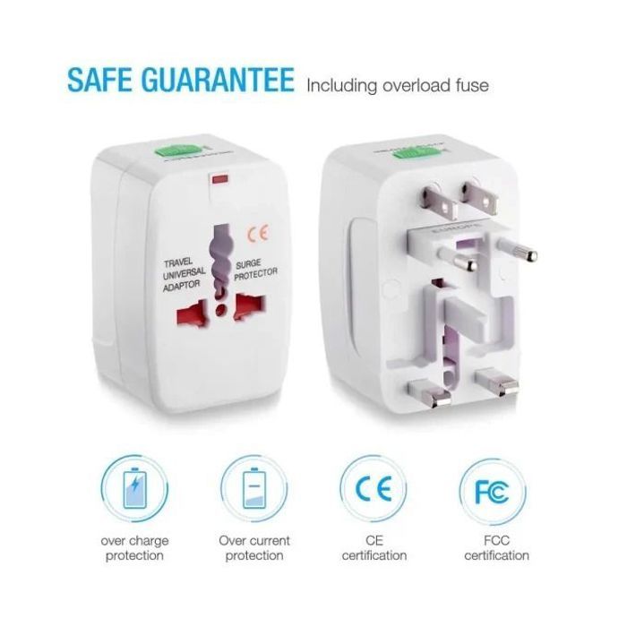 Adaptateur de Prise de Voyage Multifonction - avec Charge USB