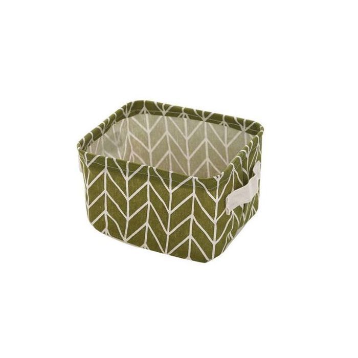 Panier de rangement - Non spécifié - Pliable - Coton et lin - Beige - 2 pièces