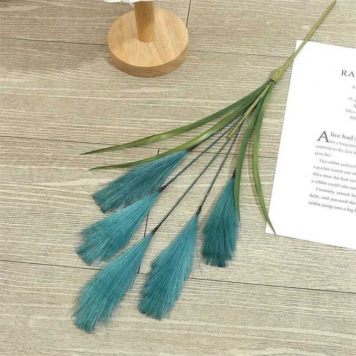 Herbe de pampa artificielle - PLANTANIA - Bleu - Soie - Silicone - Décoration intérieure