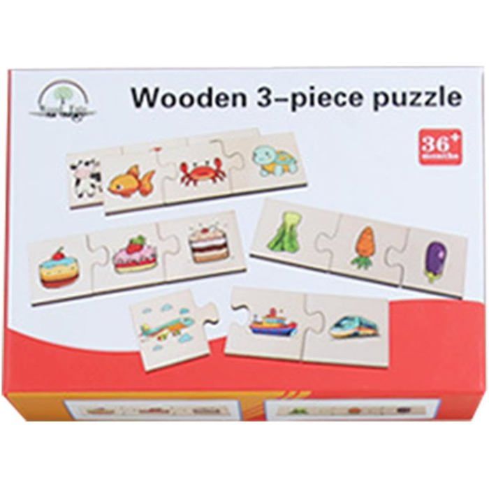 Puzzle en bois - Non spécifié - Puzzle d'animaux - 3 pièces - Jeu collaboratif - À partir de 3 ans