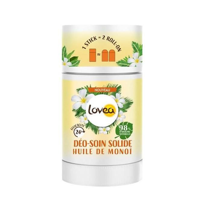 Lovea - Déo - Soin Solide - Déodorant - Huile De Monoï - Efficacité 24h 50g