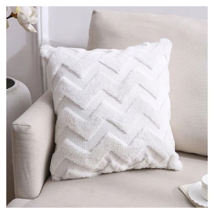 Coussin Zig-Zag Blanc - Extra Doux - 45x45 cm